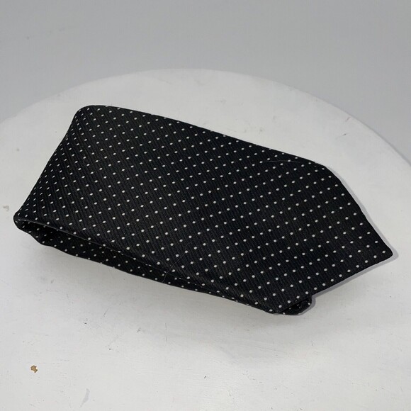 Vintage Alexanders For Men Tie Black and White Pooka Dots 100% Poly 55” - Picture 6 of 8